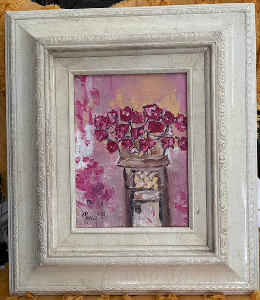 Roses in a Wine Bucket-Original Oil Painting Framed
