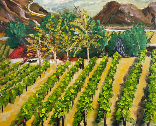 La vue de Kurt à Somerset Peinture originale de paysage à l’huile encadrée