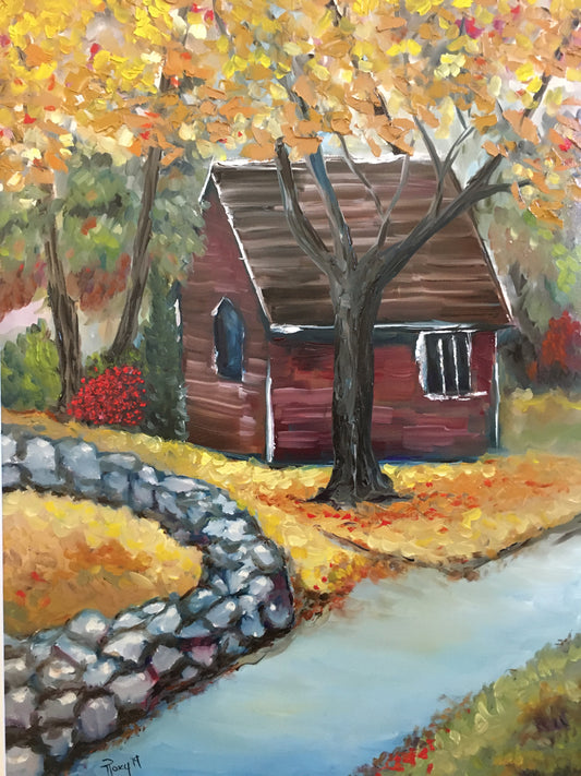 Autumn Retreat Original Oil Landscape Painting Framed