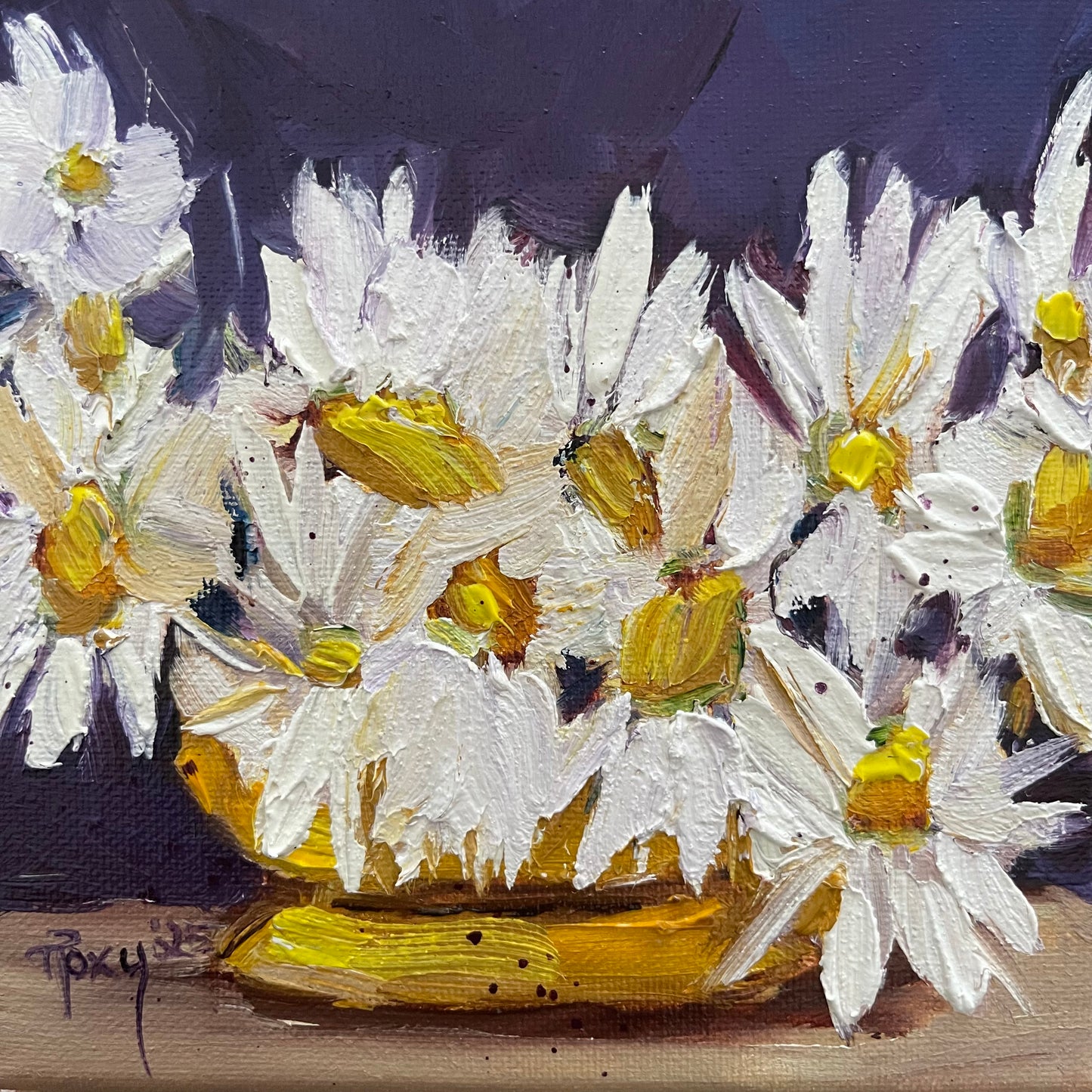 Vase of Daisies-Original Oil Painting Framed