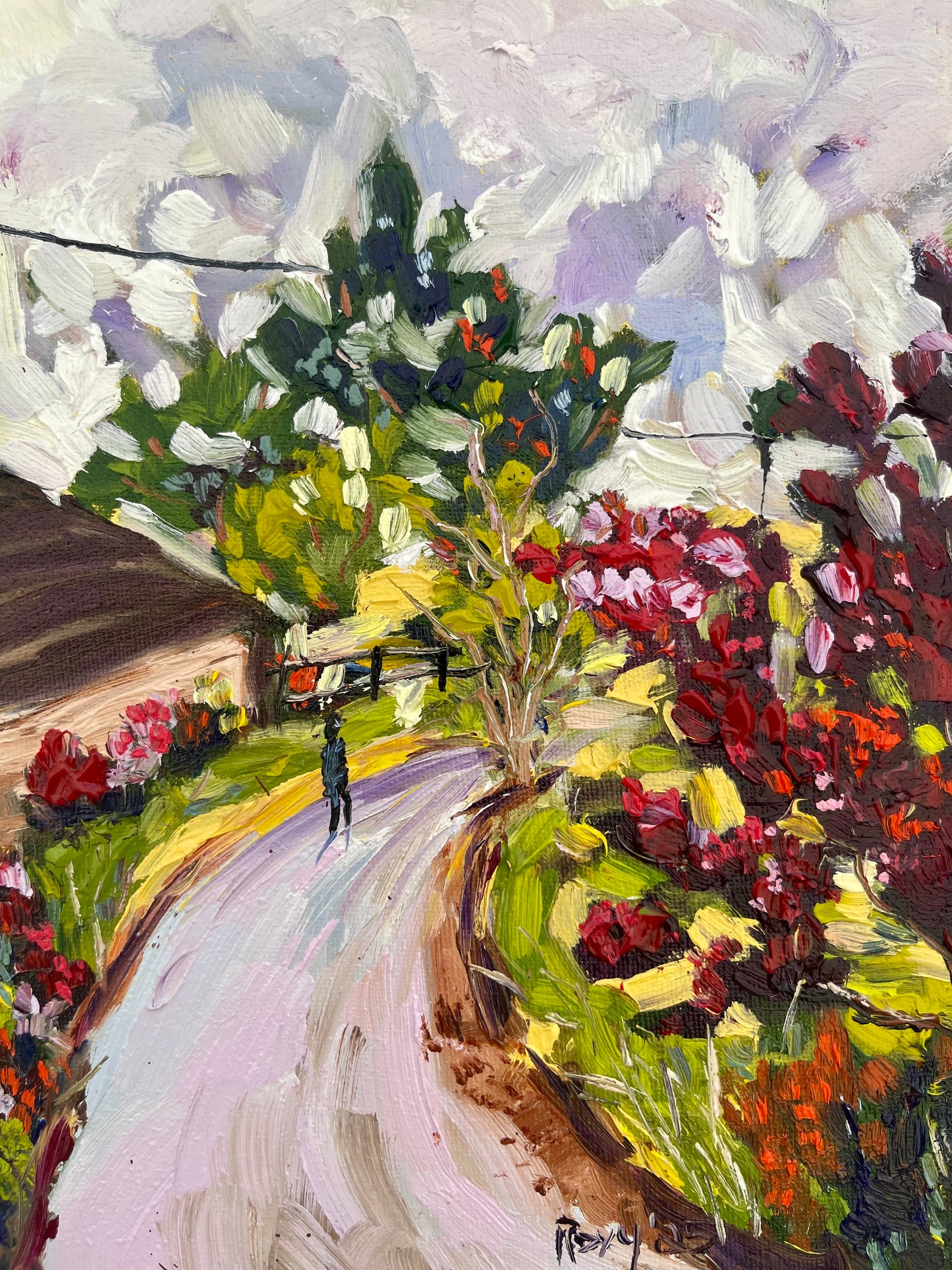 Dreamy Walk in Churchill-Cotswolds Original Oil Painting 8 x 10 Framed