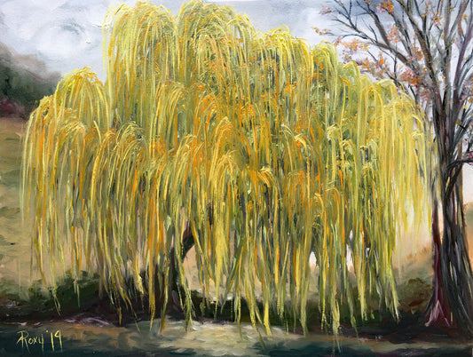 The Willow Tree Original Oil Landscape Painting Framed