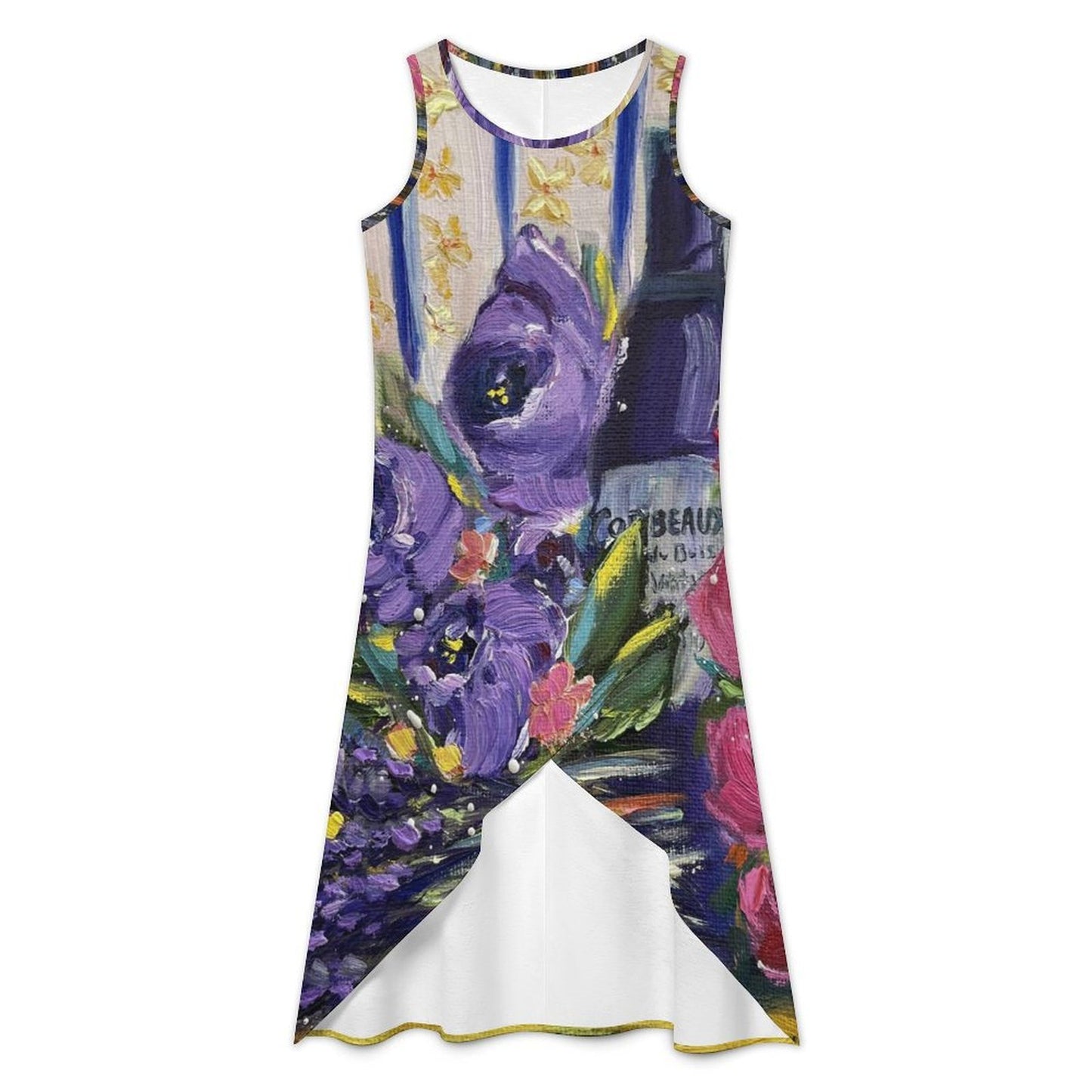 Corbeaux Wine and Lavender Asymmetrical Dress Sleeveless High-Low Hem Dress