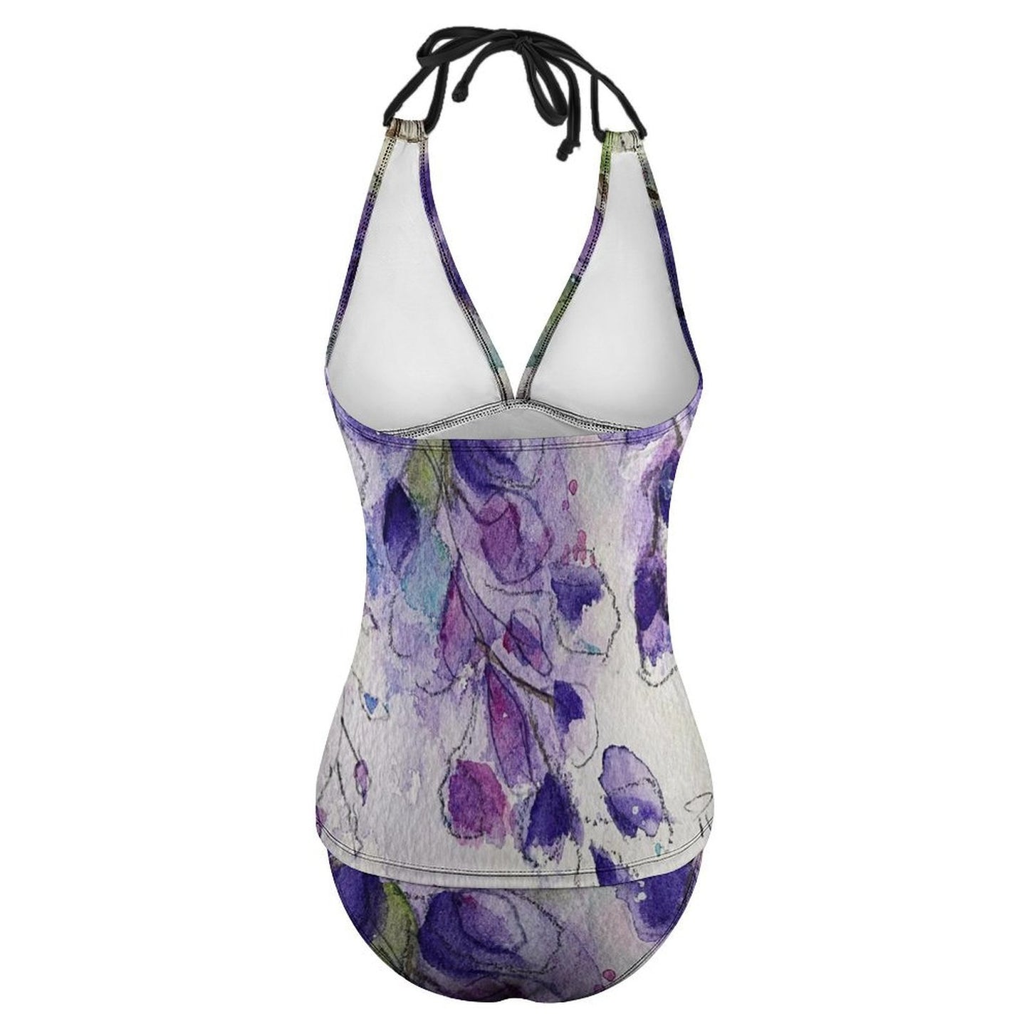 Purple Wisteria Slim Fit Tankini Split Swimsuit
