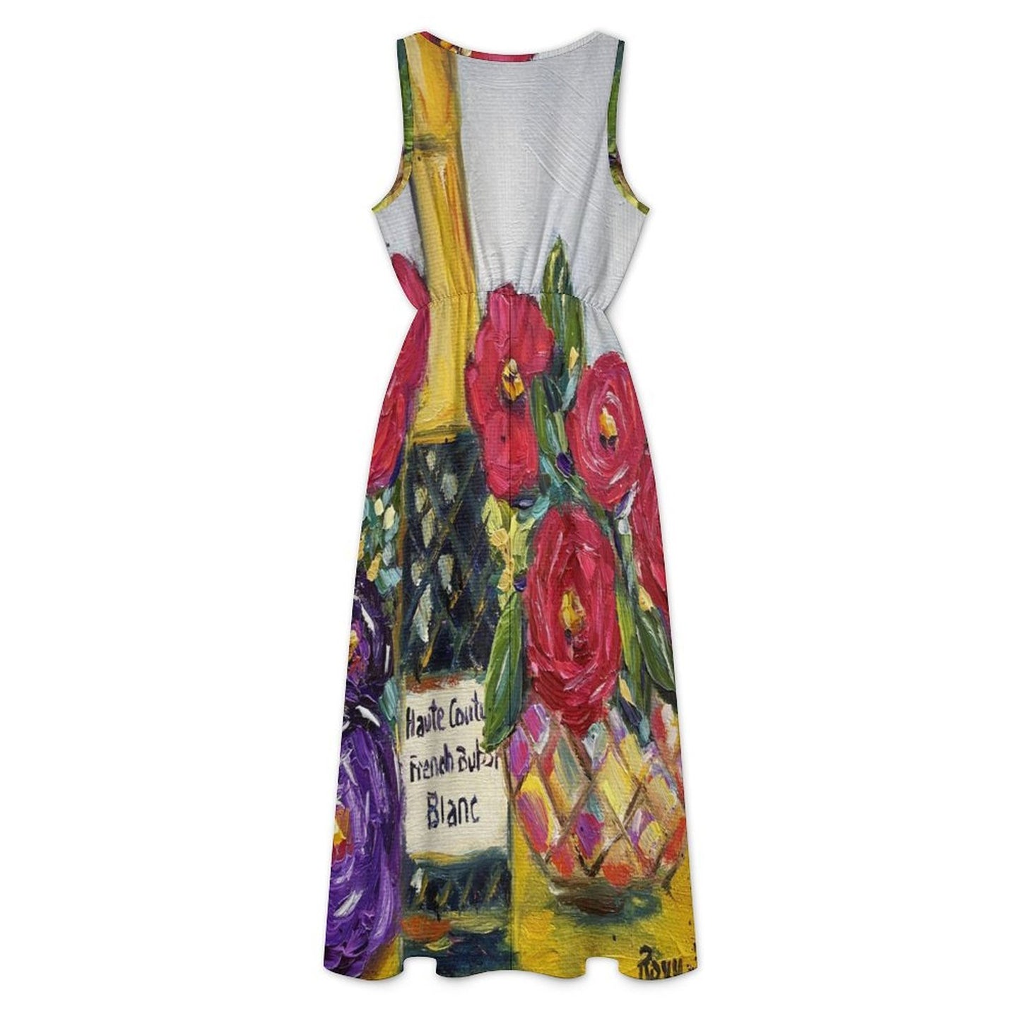 French Bubbles-Garden Party Dress Sleeveless V-neck Midi Dress