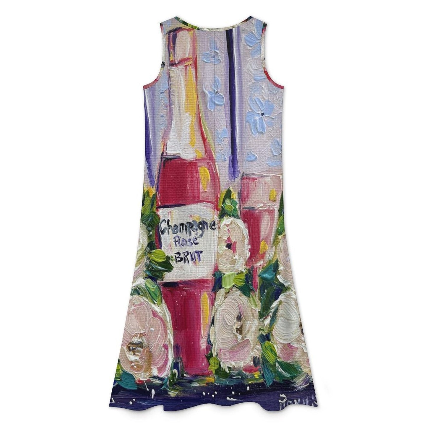 Pink Champagne and Peonies Asymmetrical Dress Sleeveless High-Low Hem Dress