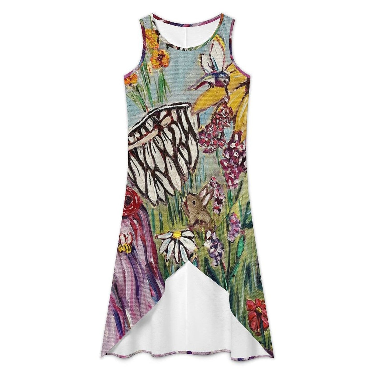 Garden Angel Asymmetrical Dress Sleeveless High-Low Hem Dress