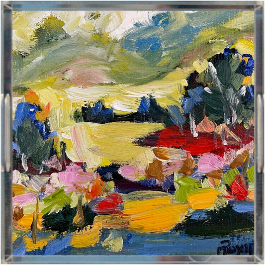 Distant Thoughts Impressionistic Landscape- Acrylic Tray Square