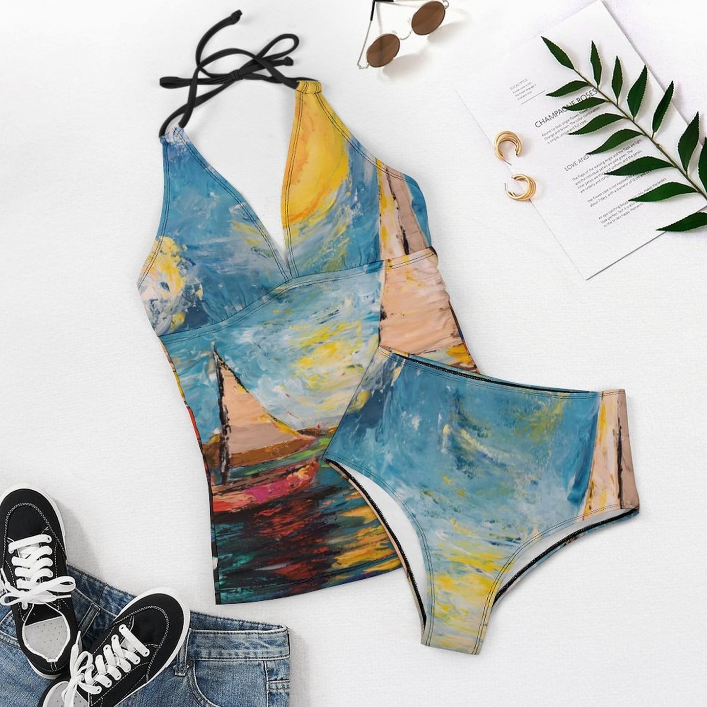 Sunny Sails Slim Fit Tankini Split Swimsuit
