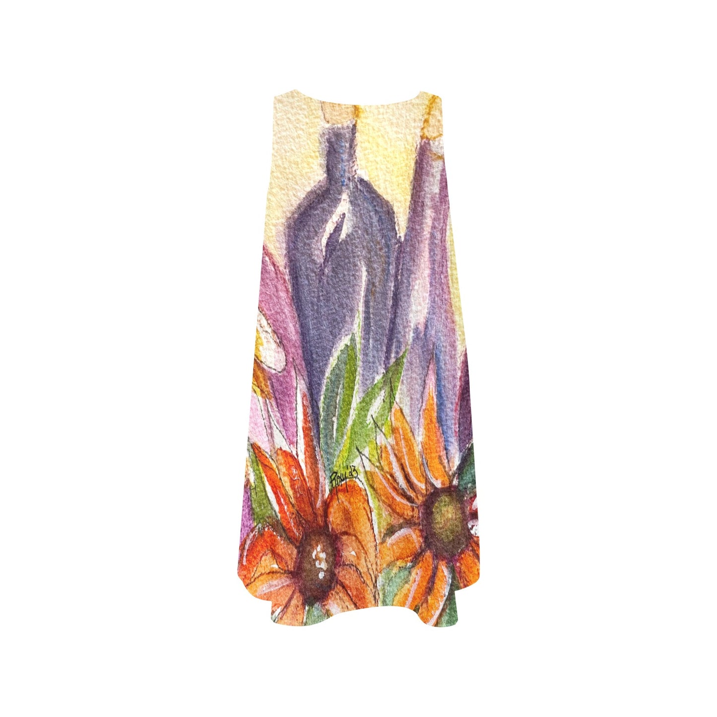 Wine & Sunflowers Women's Sleeveless A-Line Dress