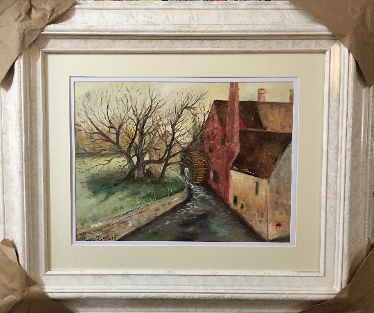 The Old Mill in Lower Slaughter-Original Cotswold Oil Painting Framed