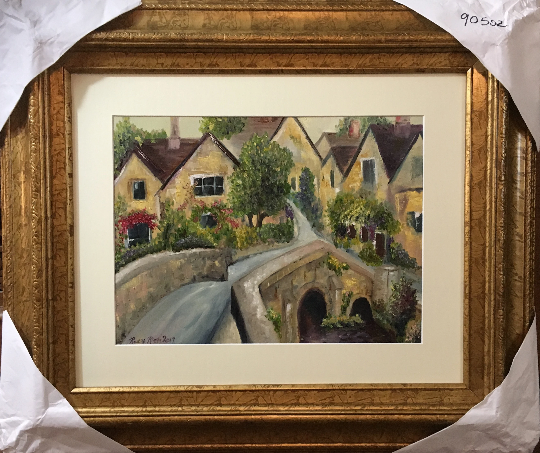 Castle Combe-Original Cotswold Oil Painting Framed