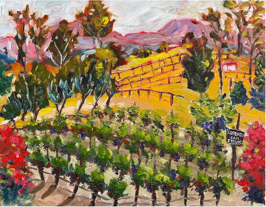 Cab-Franc Lot at Lorenzi Estate-Original Oil Landscape Painting 16 x 20 Framed