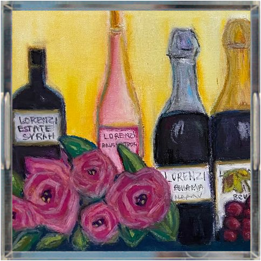 Lorenzi Estate Vin, Champagne et Roses (#1) - Plateau Acrylique Carré