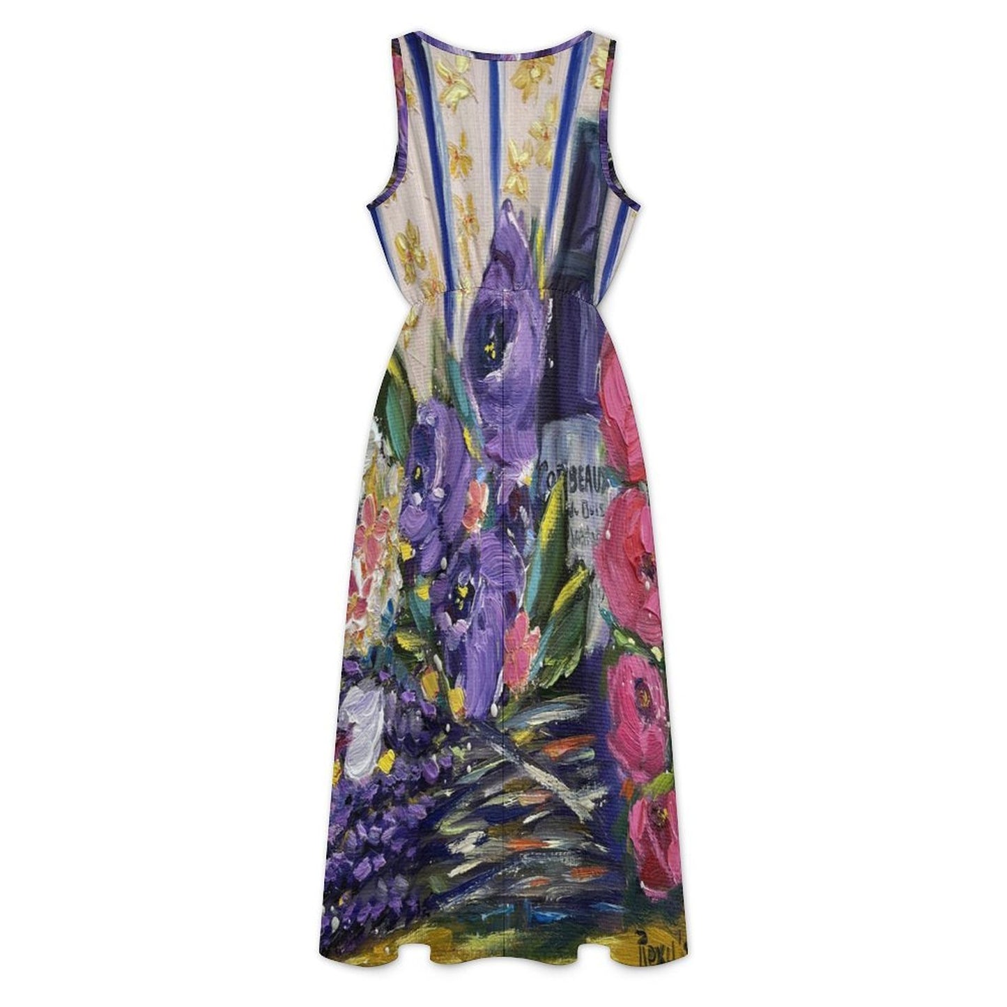Corbeaux Wine and Lavender-Garden Pary Dress Sleeveless V-neck Midi Dress