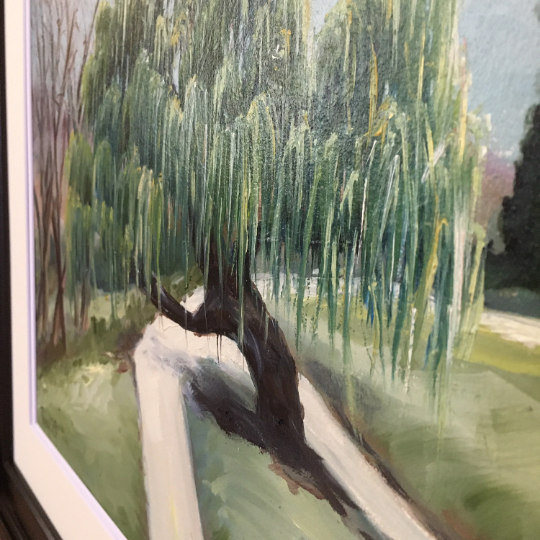 Willow in the Park Original Oil Landscape Painting Framed