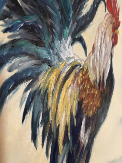 Boss Rooster Original Oil Painting Framed