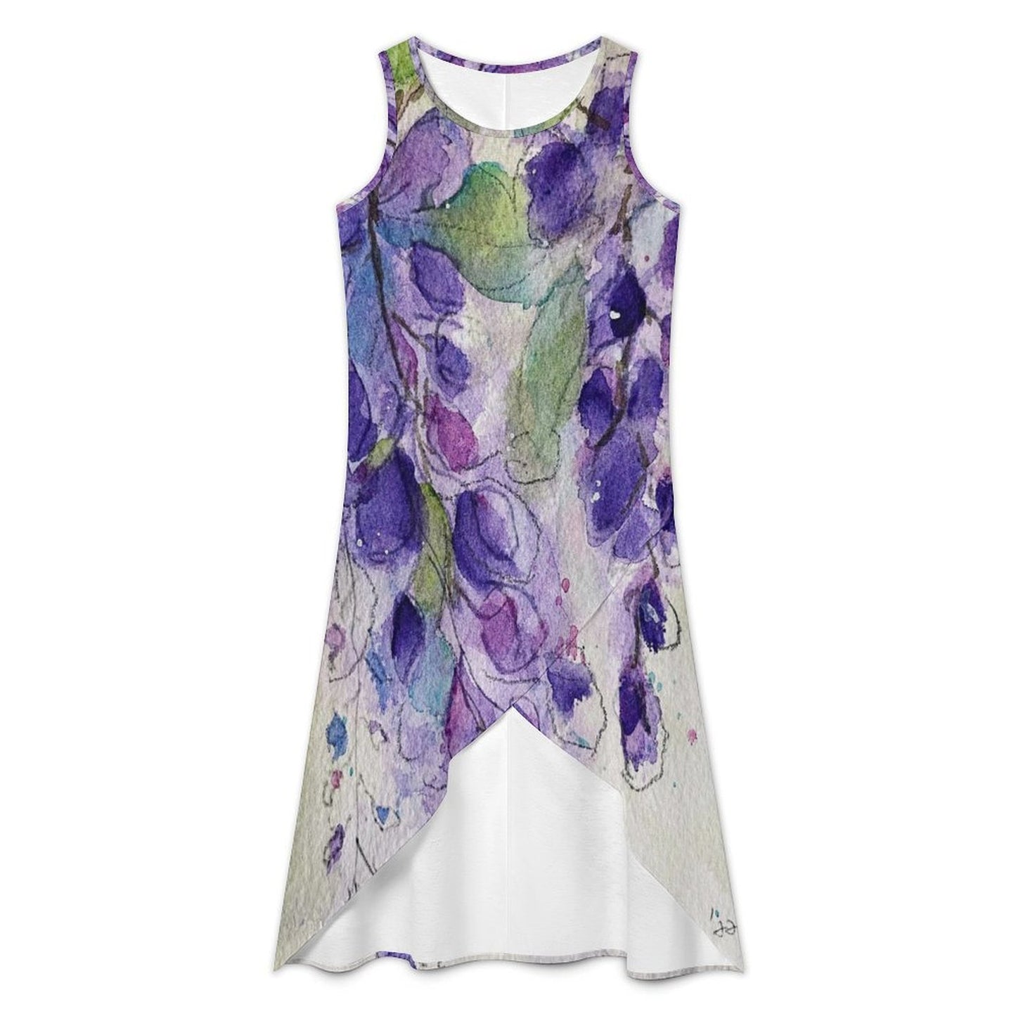 Elegant Sleeveless Women's Asymmetrical  Hem Dress-Purple Wisteria