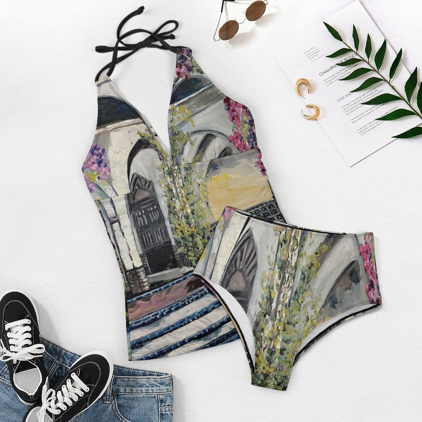 Grand Mosque Moorish Architecture Slimfit Tankini Split Swimsuit
