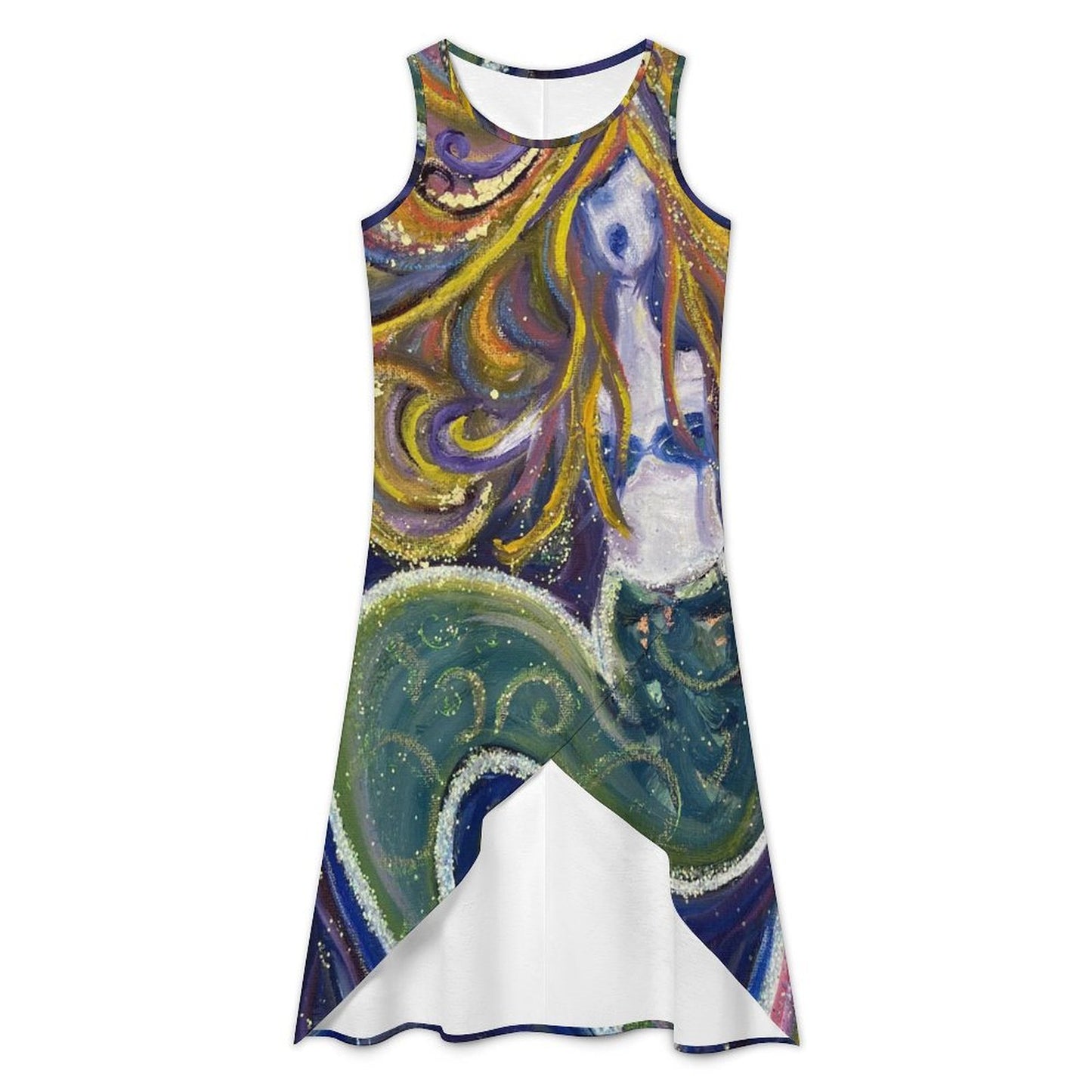 Screaming Siren -Mermaid-Asymmetrical Dress Sleeveless High-Low Hem Dress