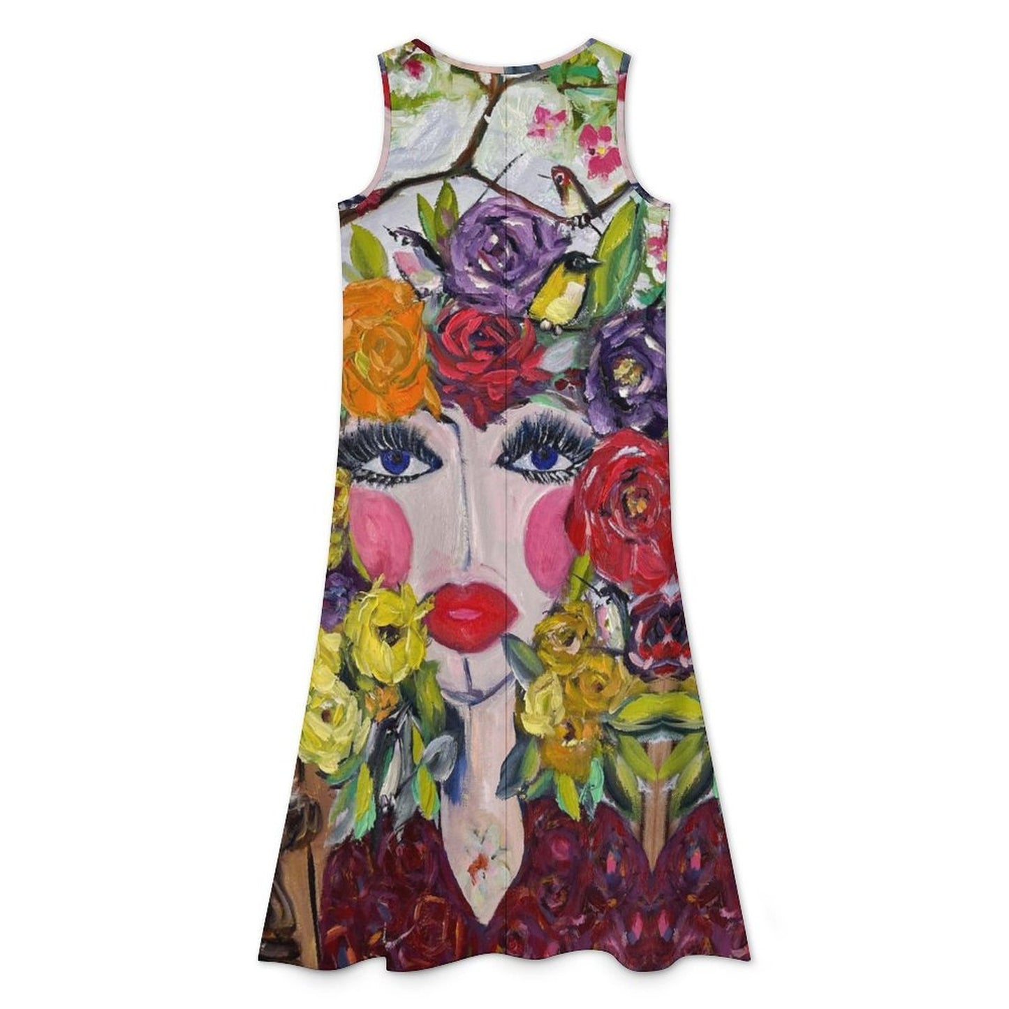 Garden Goddess Asymmetrical Dress Sleeveless High-Low Hem Dress
