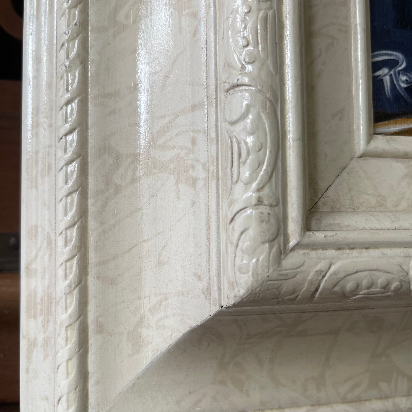 Roses blanches-Peinture à l’huile de roses blanches abstraites modernes originales encadrées