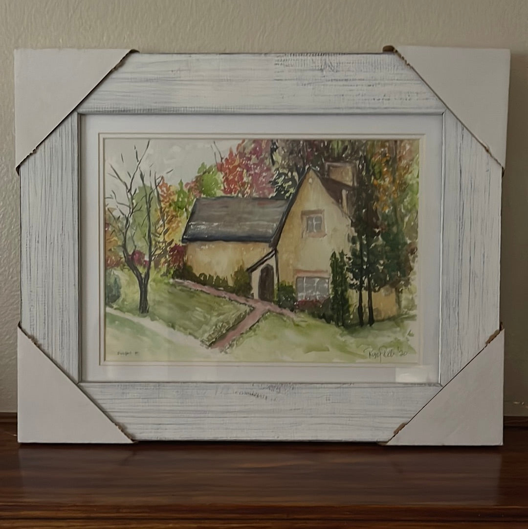 Woodwells Cottage at Owlpen Manor Cotswolds Original Watercolor Painting Framed