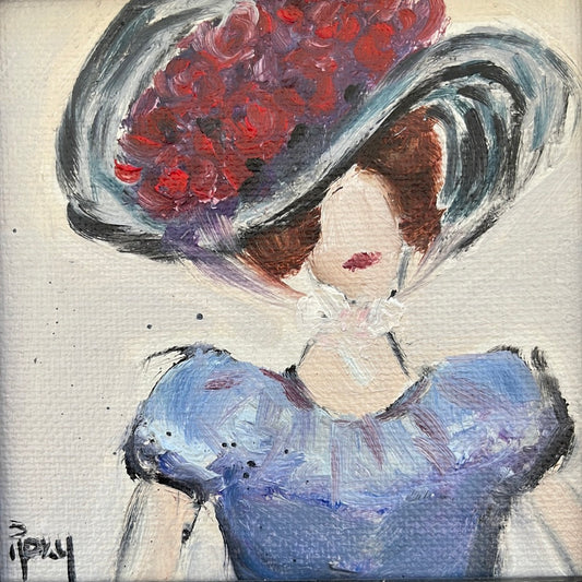 Miss Fancy- Pintura al óleo original enmarcada