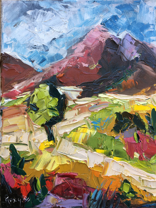Mountain Trails Original Oil Landscape Palette Knife Painting Framed
