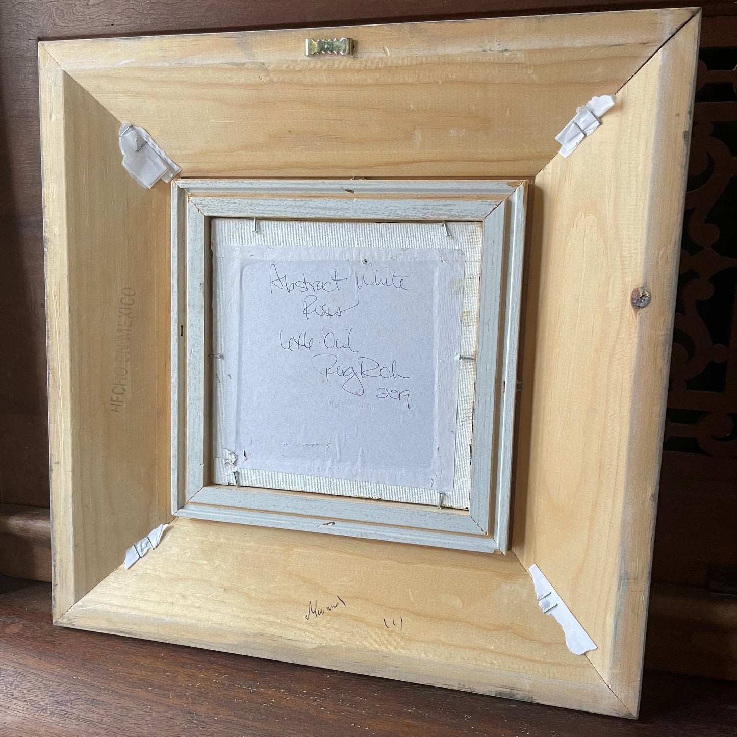 Roses blanches-Peinture à l’huile de roses blanches abstraites modernes originales encadrées