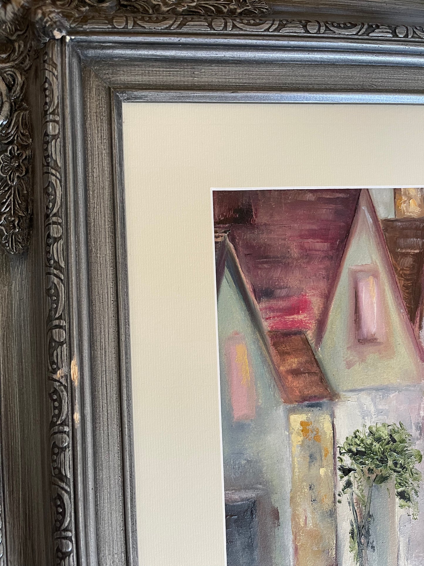 Arlington Row Bibury-Original Cotswold Oil Painting Framed