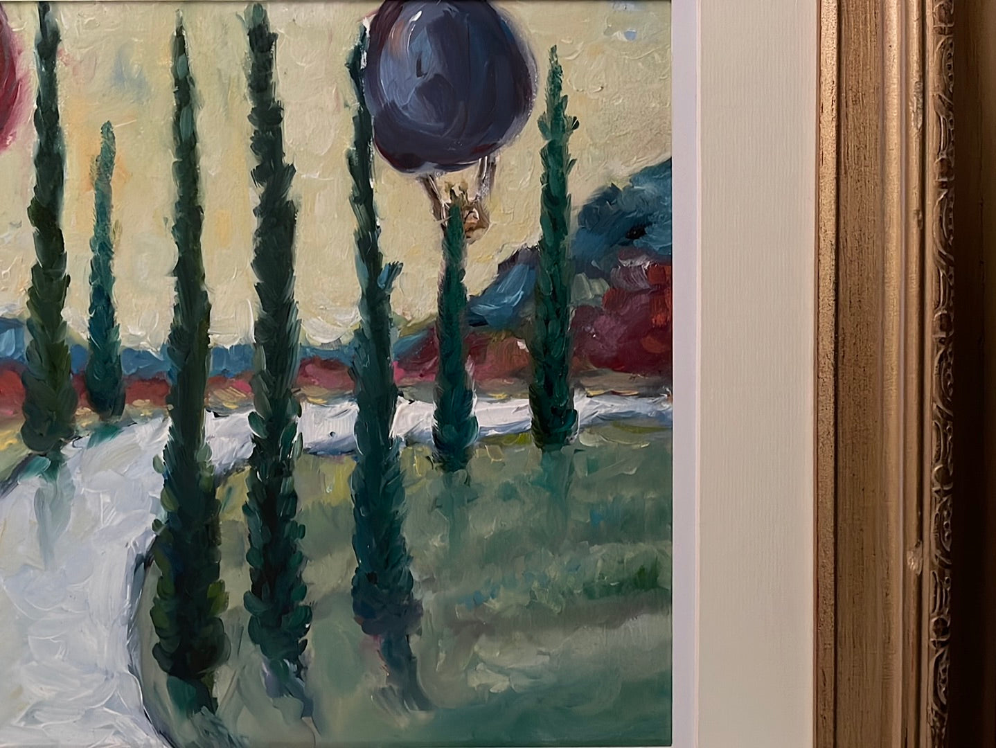 Ballons de pays du vin-Peinture à l’huile originale encadrée