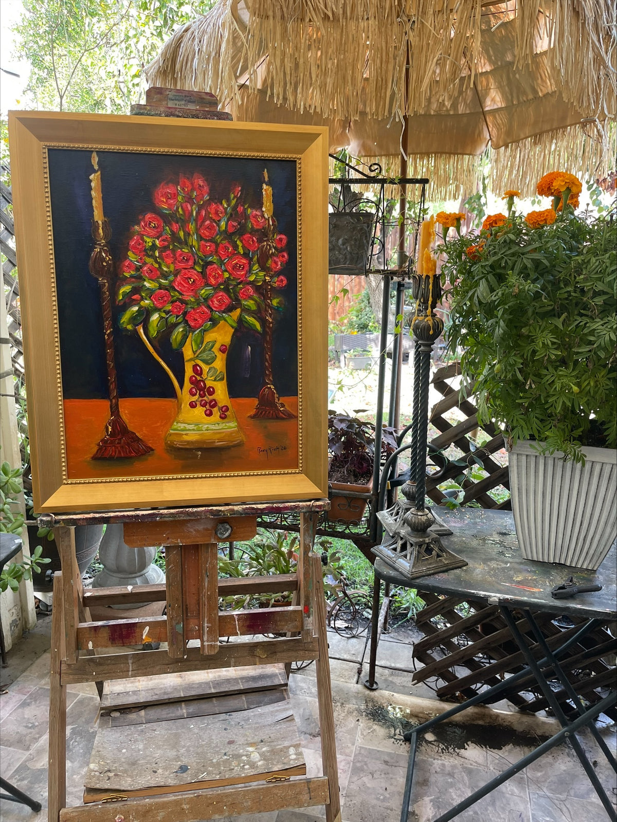 Candlelit Corals-Original Oil Painting Framed