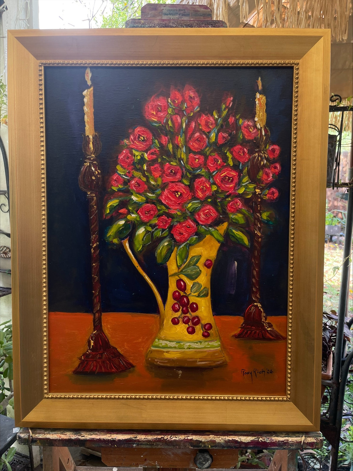 Candlelit Corals-Original Oil Painting Framed