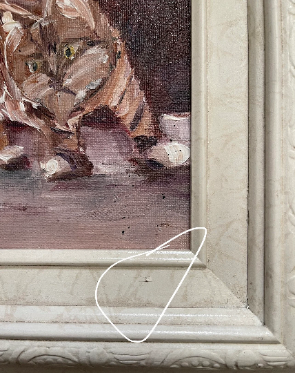 Toulouse Tabby-Original Oil Painting Striped Tabby Kitten Framed