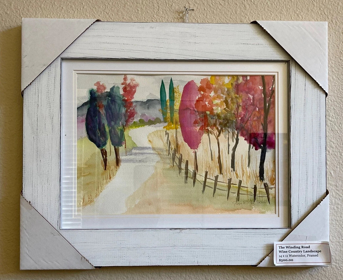 The Winding Road Original Watercolor Painting Framed