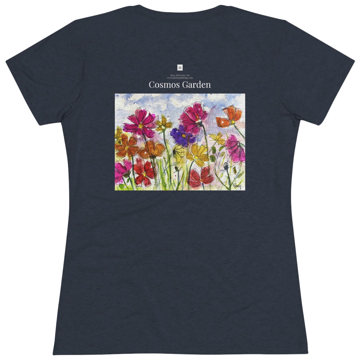 Cosmos Garden (image on back) Women's fitted Triblend Tee  tee shirt