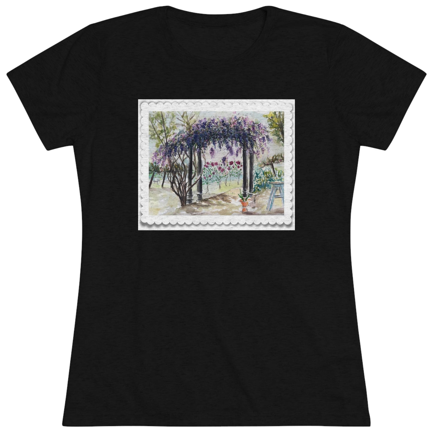 Wisteria at Somerset (marco de borde festoneado) Camiseta Triblend ajustada para mujer