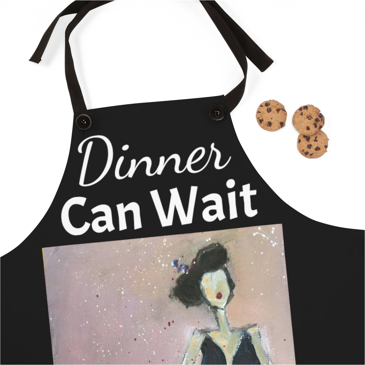 Dinner Can Wait on a Black Kitchen Apron