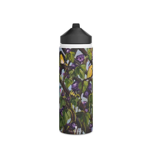 Birds on the Lattice Stainless Steel Water Bottle, Standard Lid