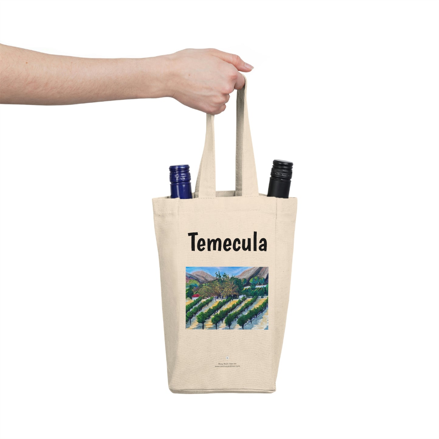 Temecula Double Wine Tote Bag featuring "Kirk's View at Somerset" painting