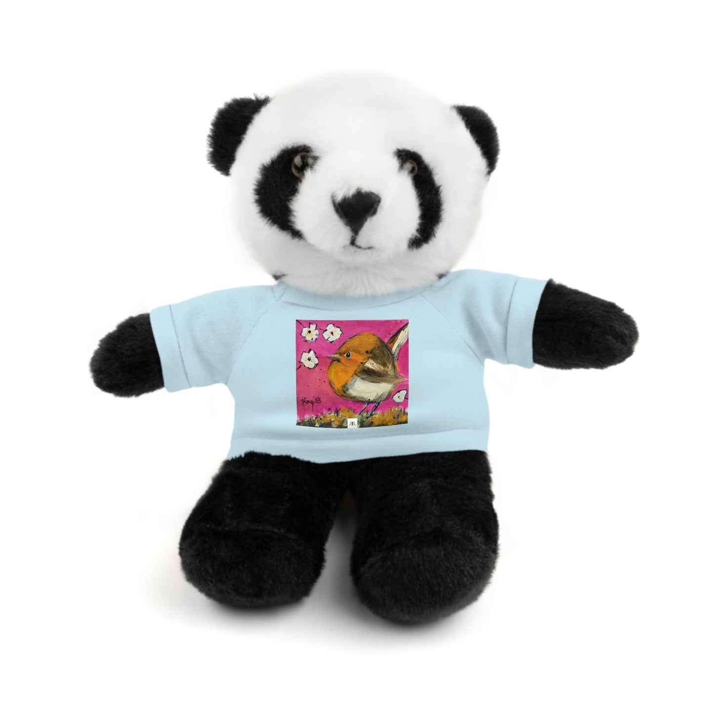 Stuffed Animals with Tee and Whimsical Wren Bird Painting