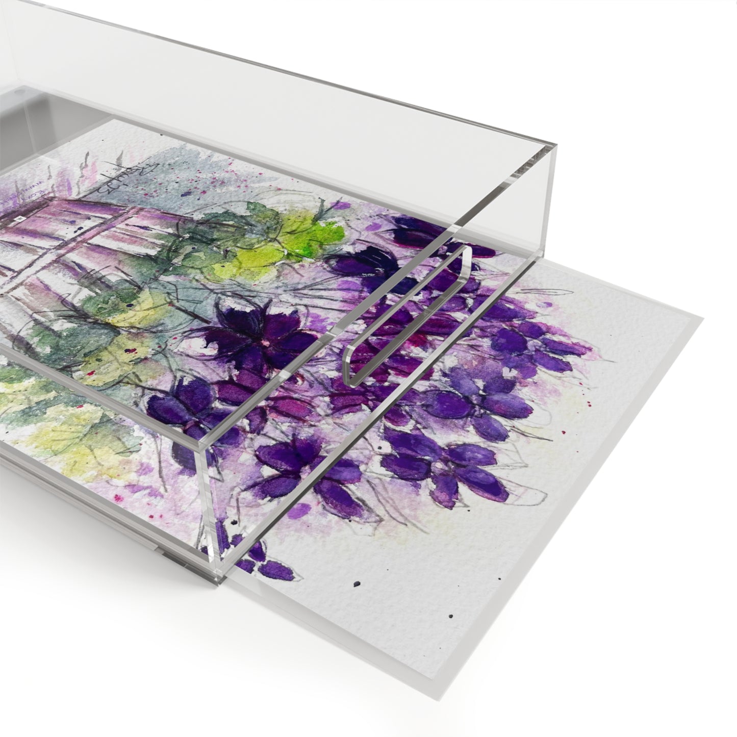 Purple Ivy Geraniums in a Basket Acrylic Tray