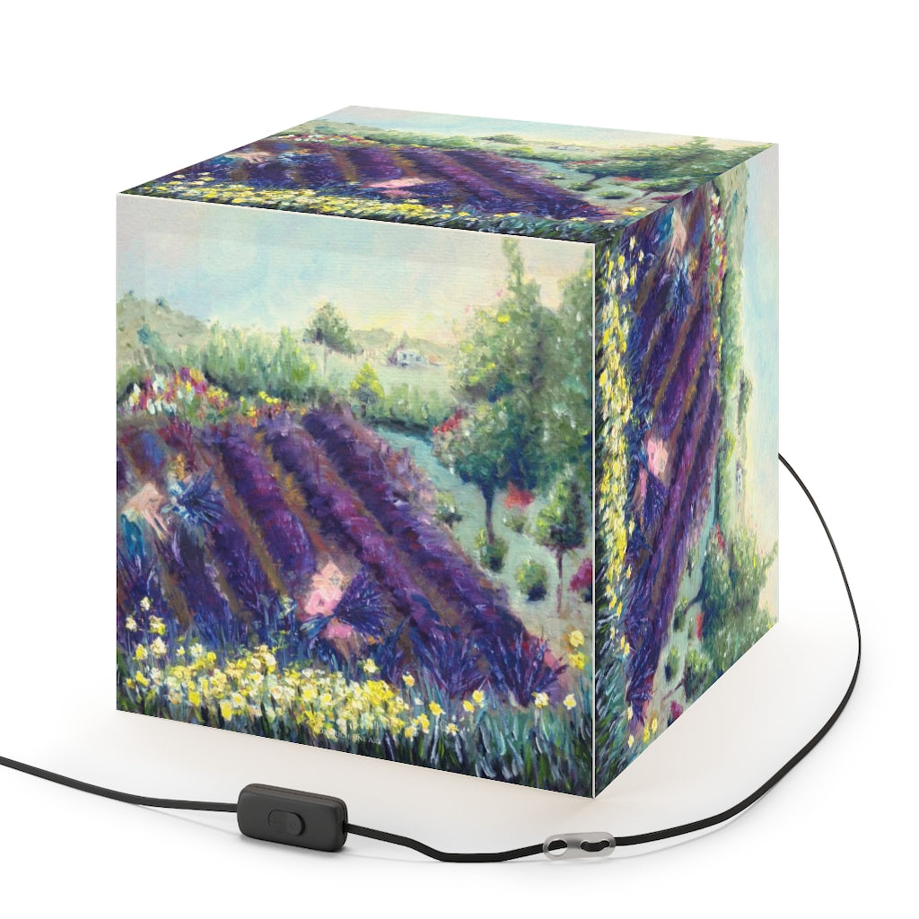 "Provence" Lavender Farm Cube Lamp