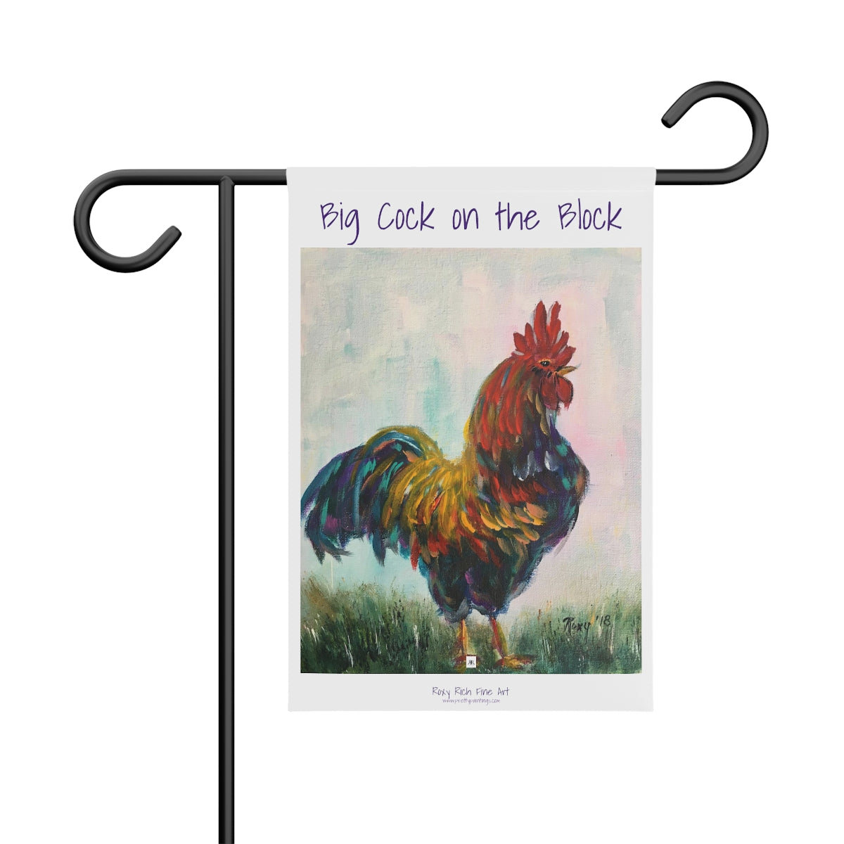 Big Cock on the Block  Rooster Garden or Chicken coup Banner