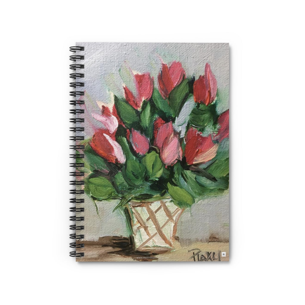 "Cyclamens" Flowers in a Basket Spiral Notebook