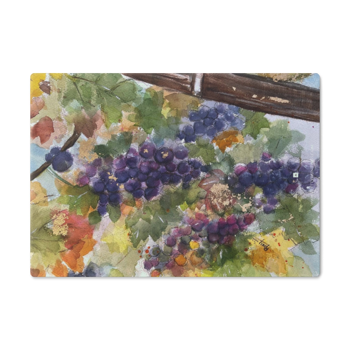 Plump Grapes on the Vine Glass Cutting Board