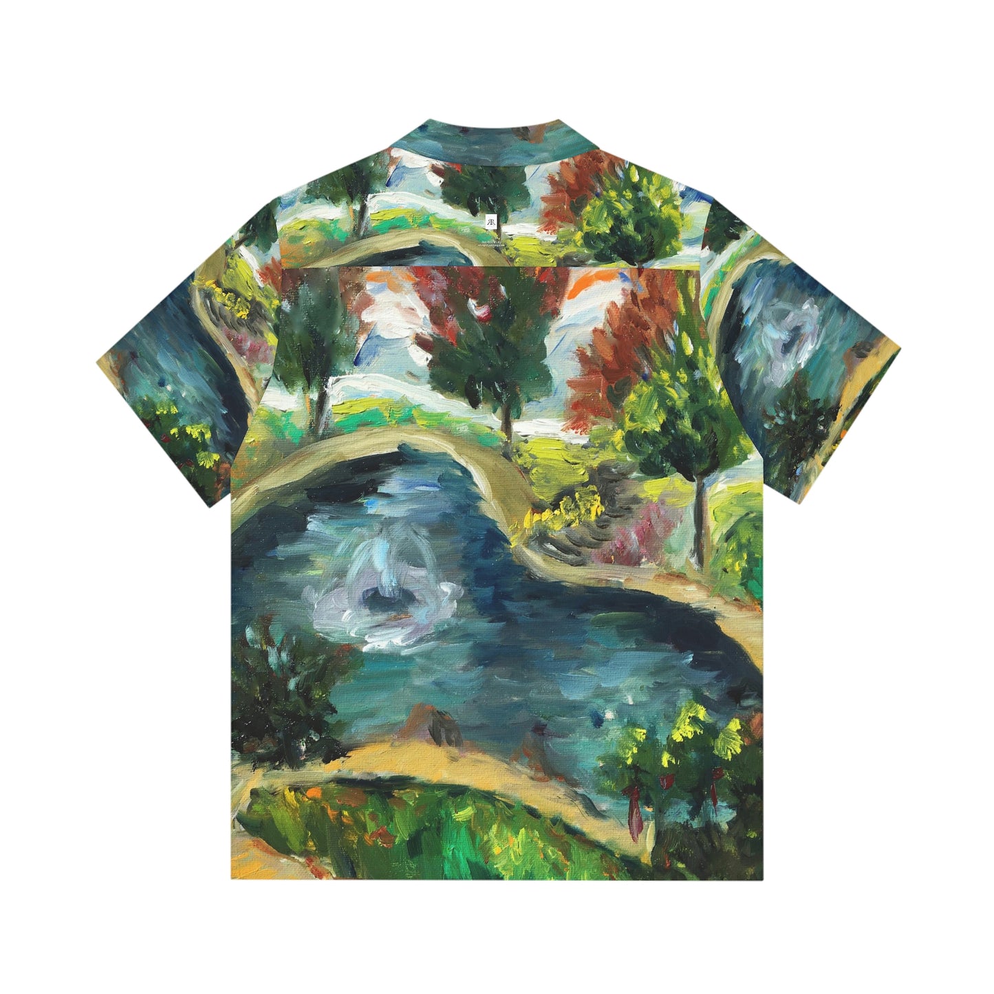 Temecula Duck Pond Original Oil Landscape Men's Hawaiian Shirt