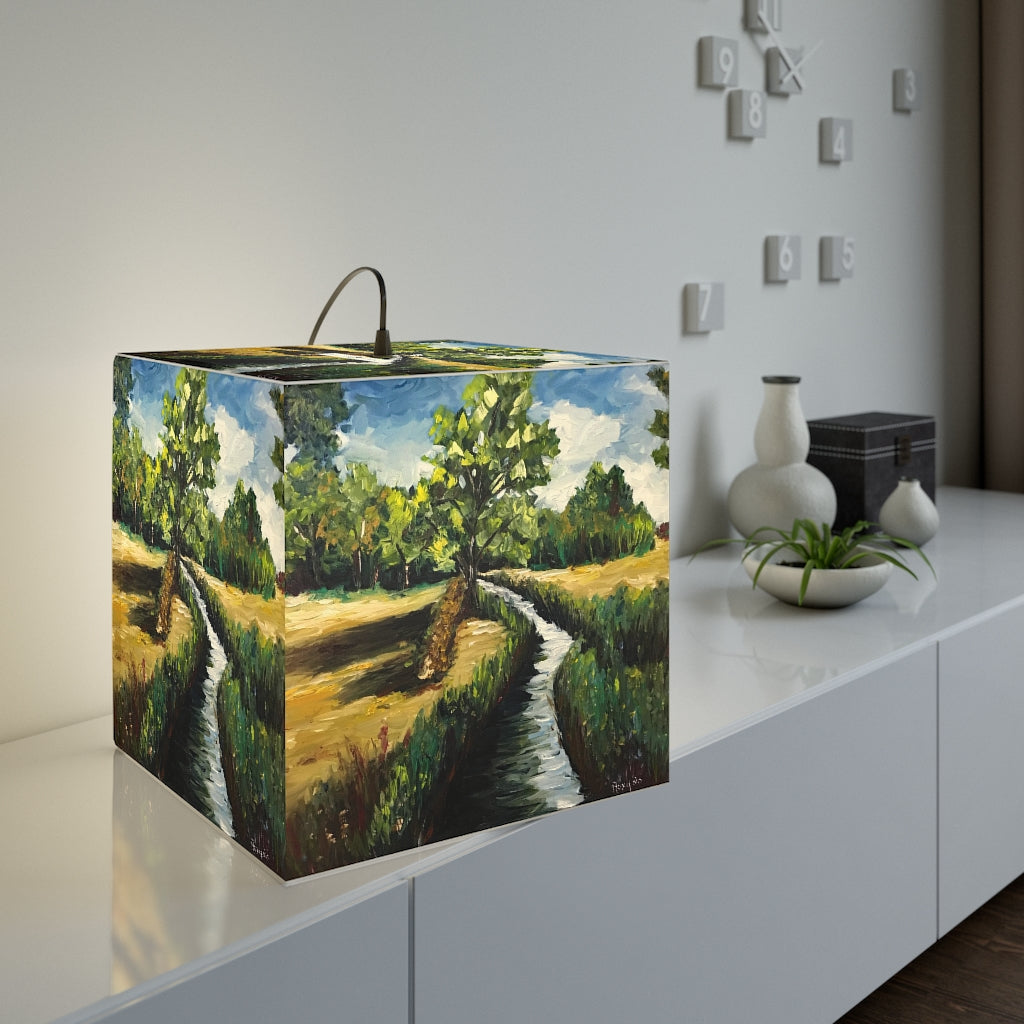 "View from the New Old Inn" Cotswolds Landscape Cube Lamp