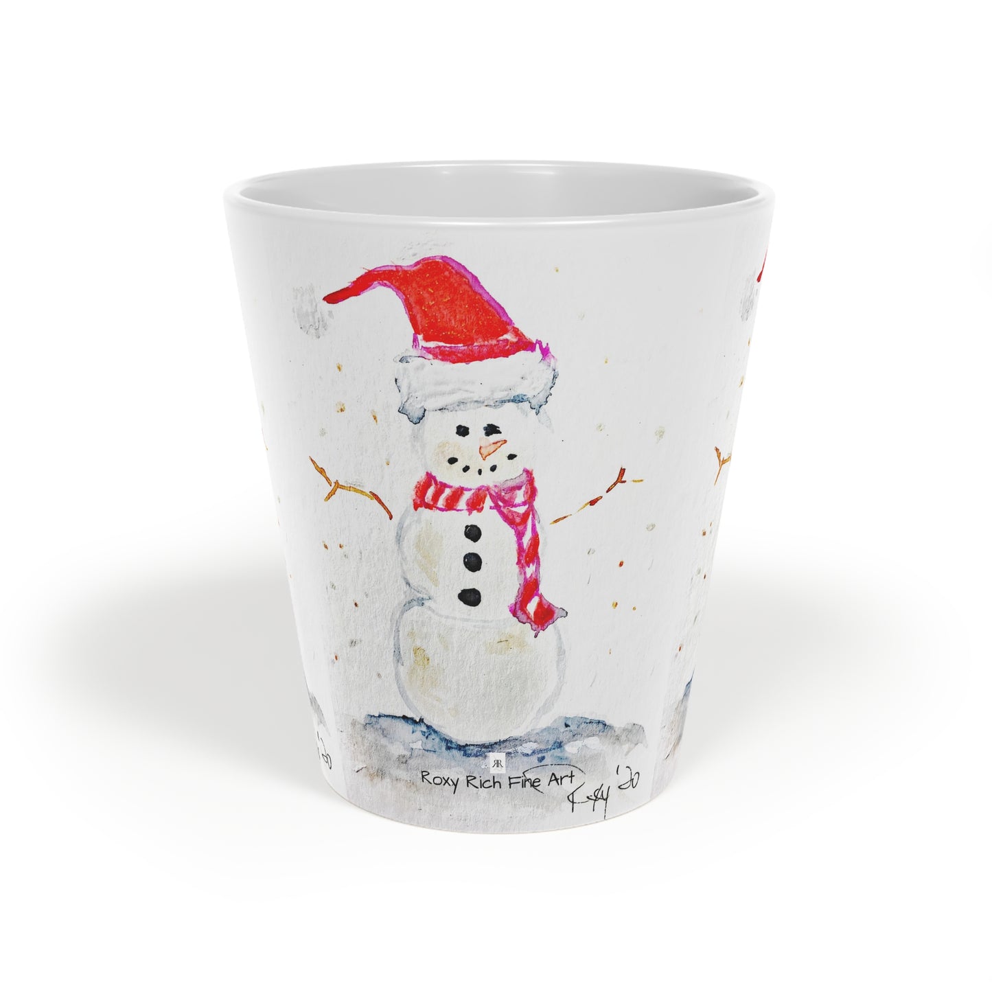 Taza de café con leche de muñeco de nieve, 12 oz